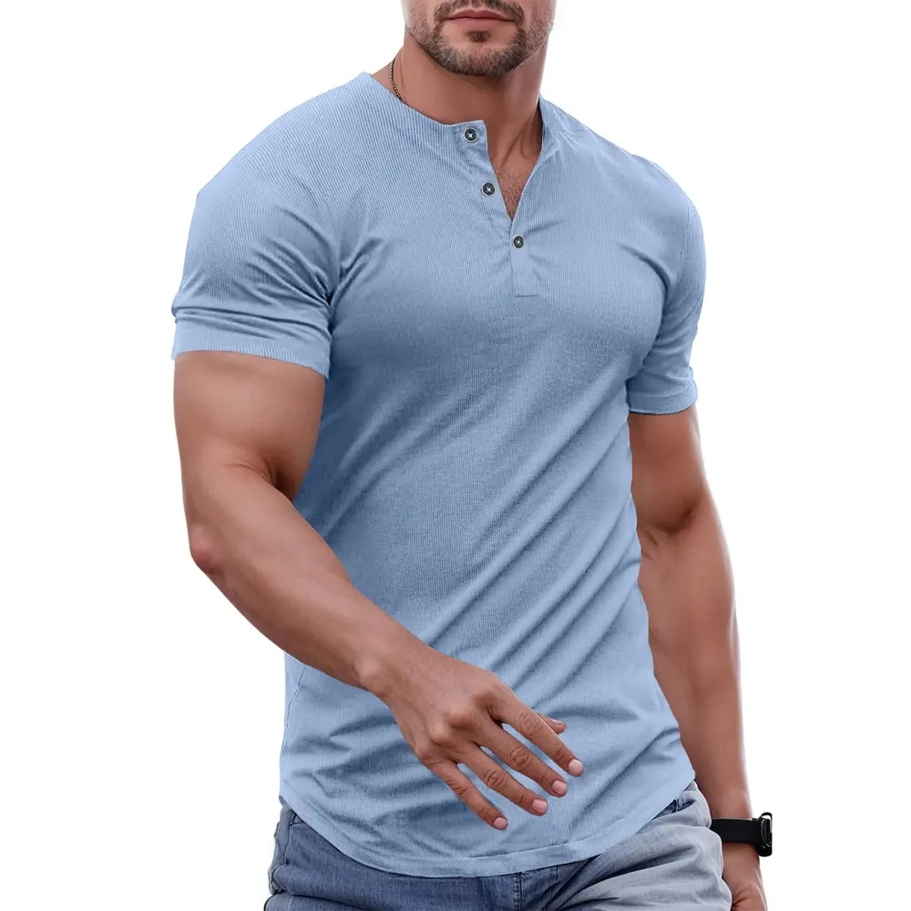 🔥2026 Flash Sale🔥Men's Muscle Slim Fit Button Henley Shirt