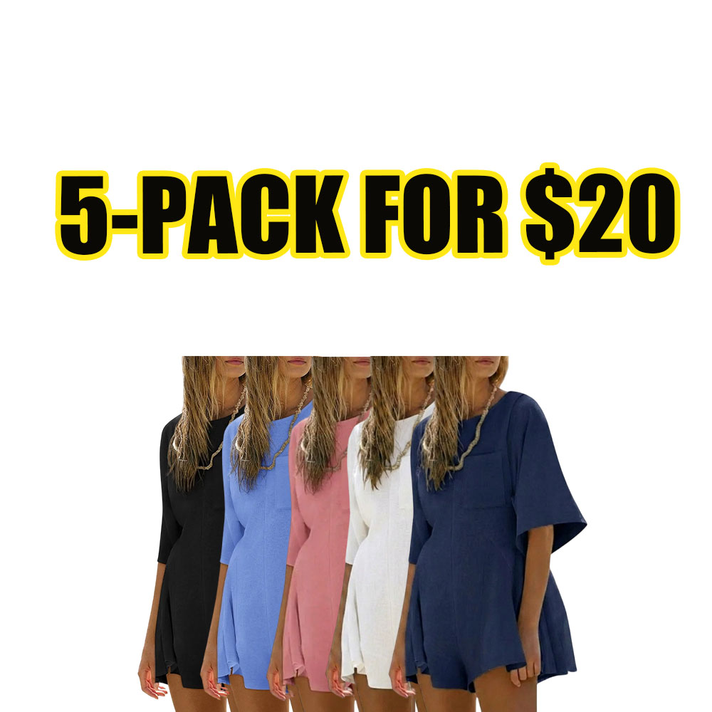 Everyday Ease Loose Fit Crew Neck Jumpsuit with Pockets – Spring & Summer Casual One-Piece Outfit