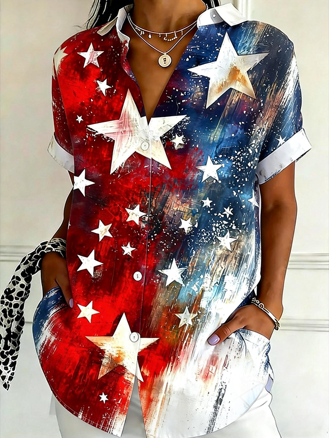 Women's Casual Pentagram Art Printed Shirt