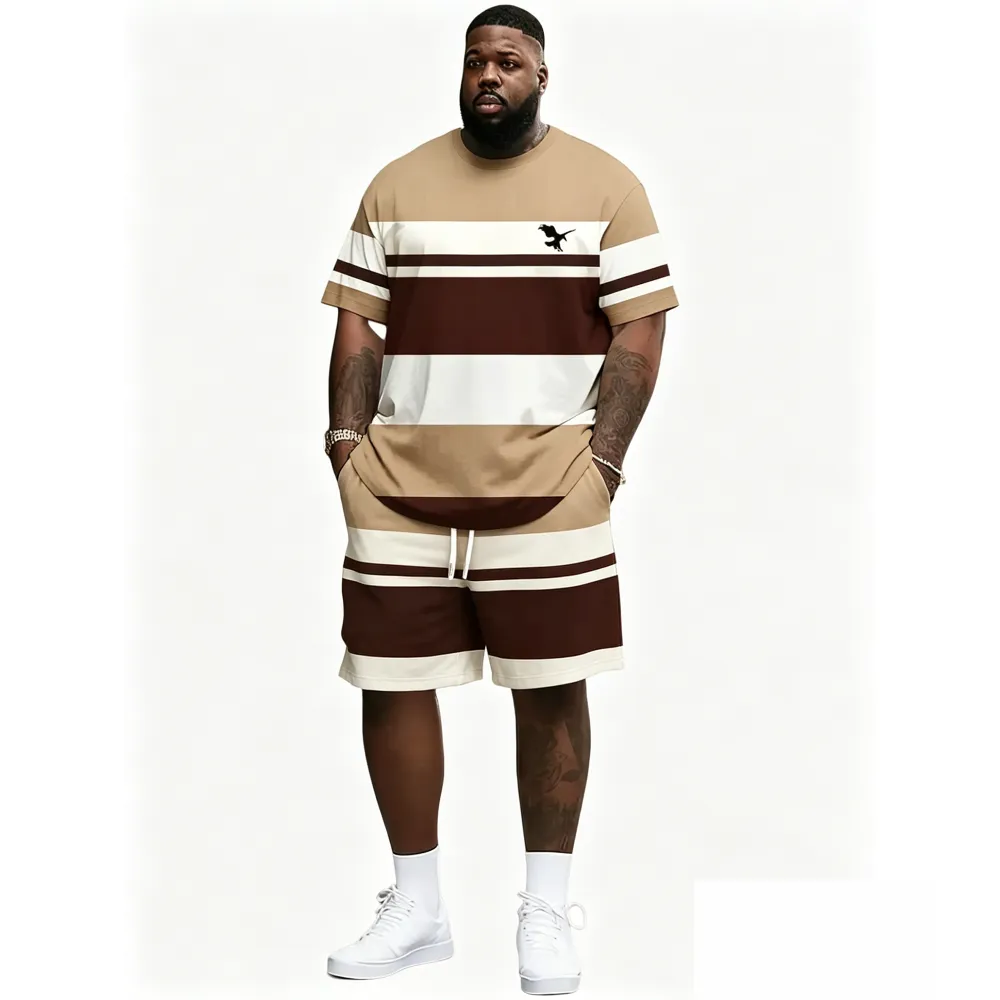 Men's Summer 2-Piece Set – Ultra-Breathable 3D Print Tee & Shorts, All-Day Comfort