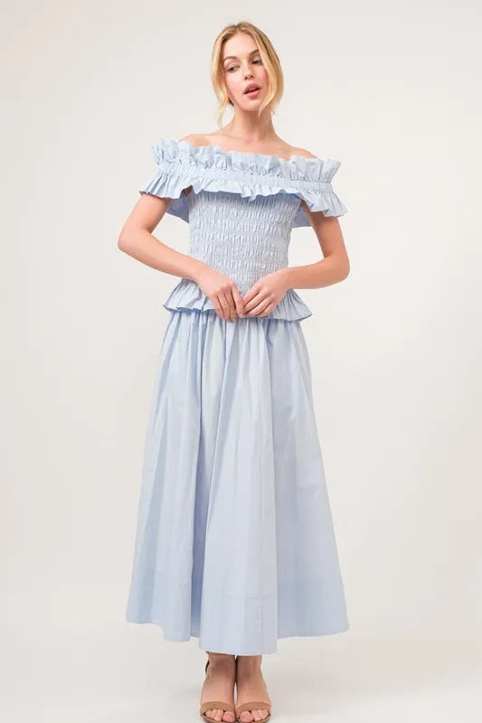 A-line Flowing Elastic Back Midi Skirt