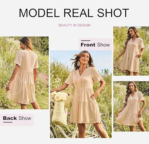 Casual V-Neck Mini Dress (Less than $3 each!)