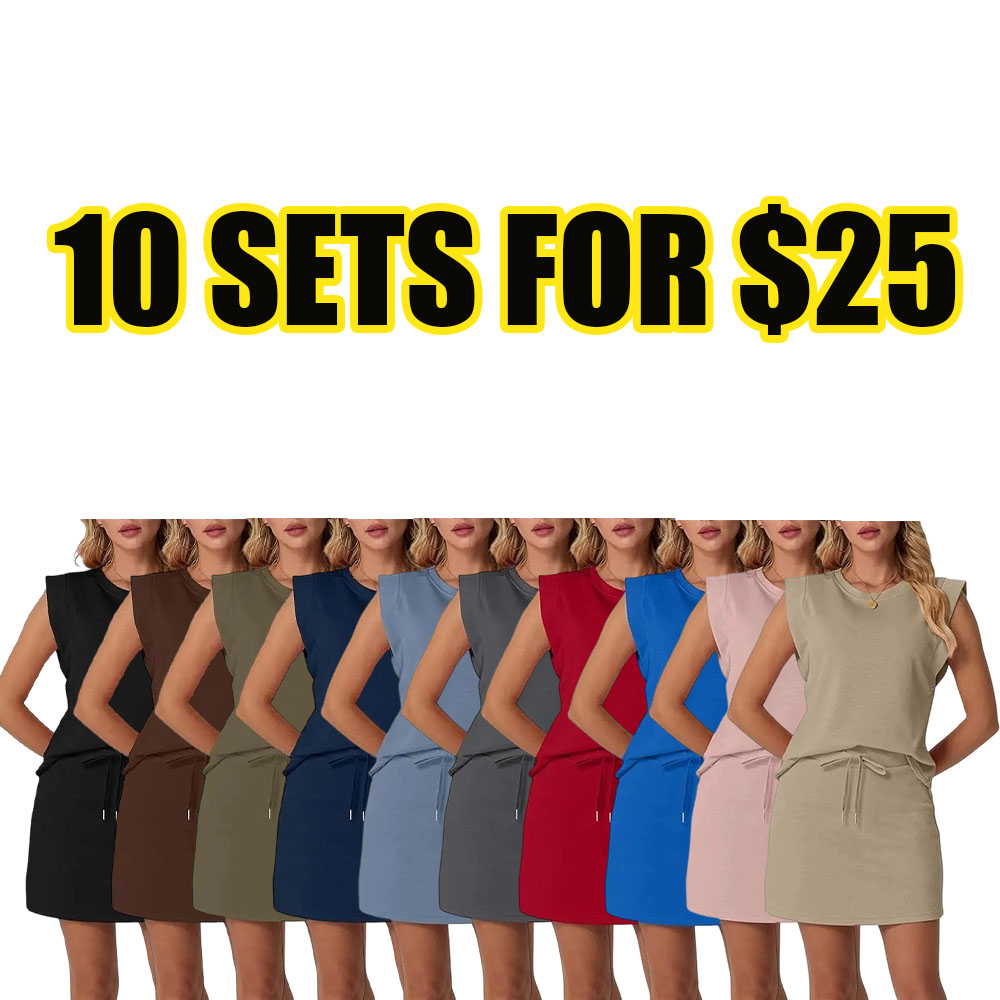 Active Ease 2-Piece Skort Set – Cap Sleeve Top & Tennis Skirt with Pockets for Summer Wear