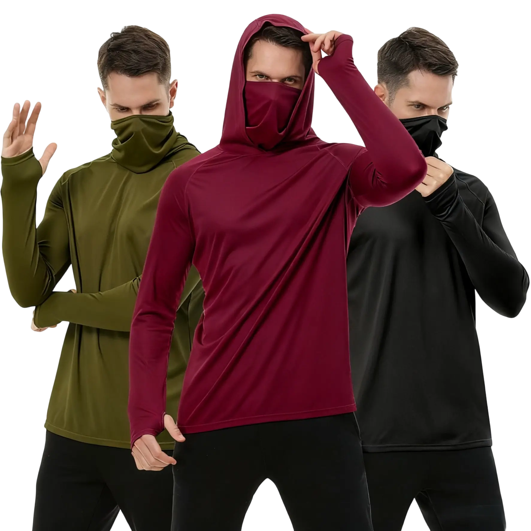 Men's Athletic Hoodies Long Sleeve Fishing Shirts  with Face Mask