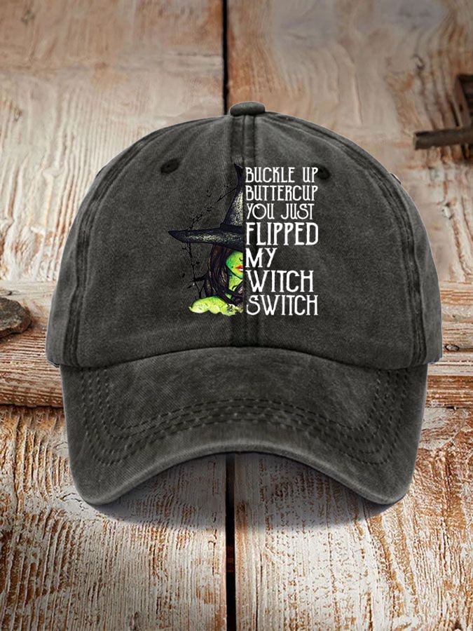 Unisex Halloween Buckle Up Buttercup You Just Flipped My Witch Switch Print Hat