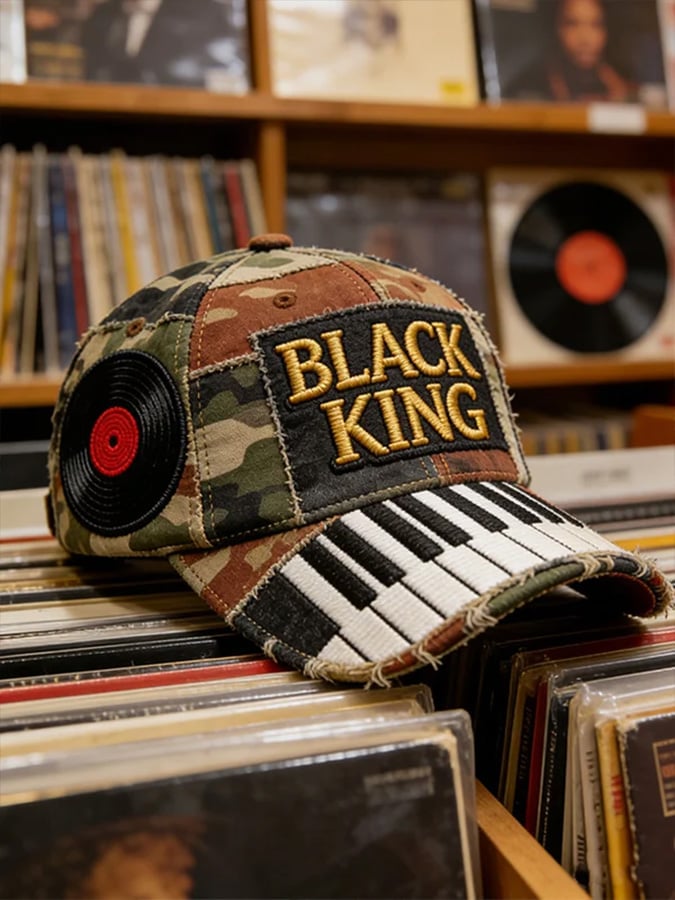 Unisex Casual Hat With Black Pride Print.