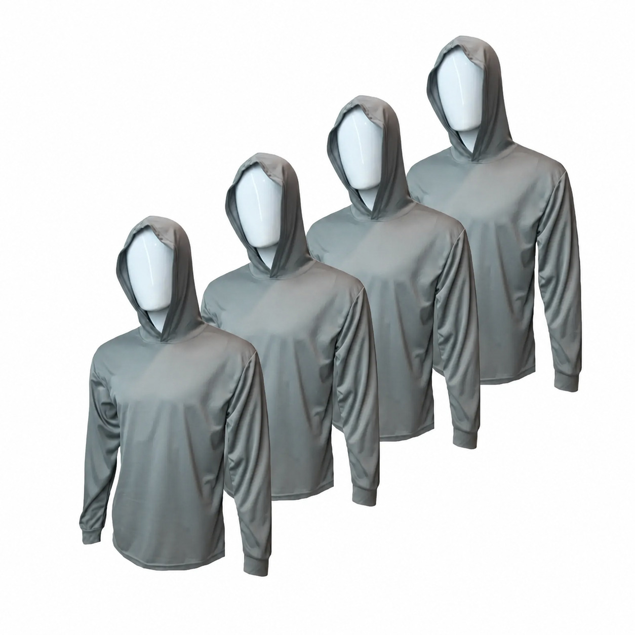 4 SHIRT PACK Hi Visibility ultra light weigh Long sleeve hoodie shirt / 100 % polyester birdeye Fabric for quick dry AVAIALBE IN VARIOUS COLORS