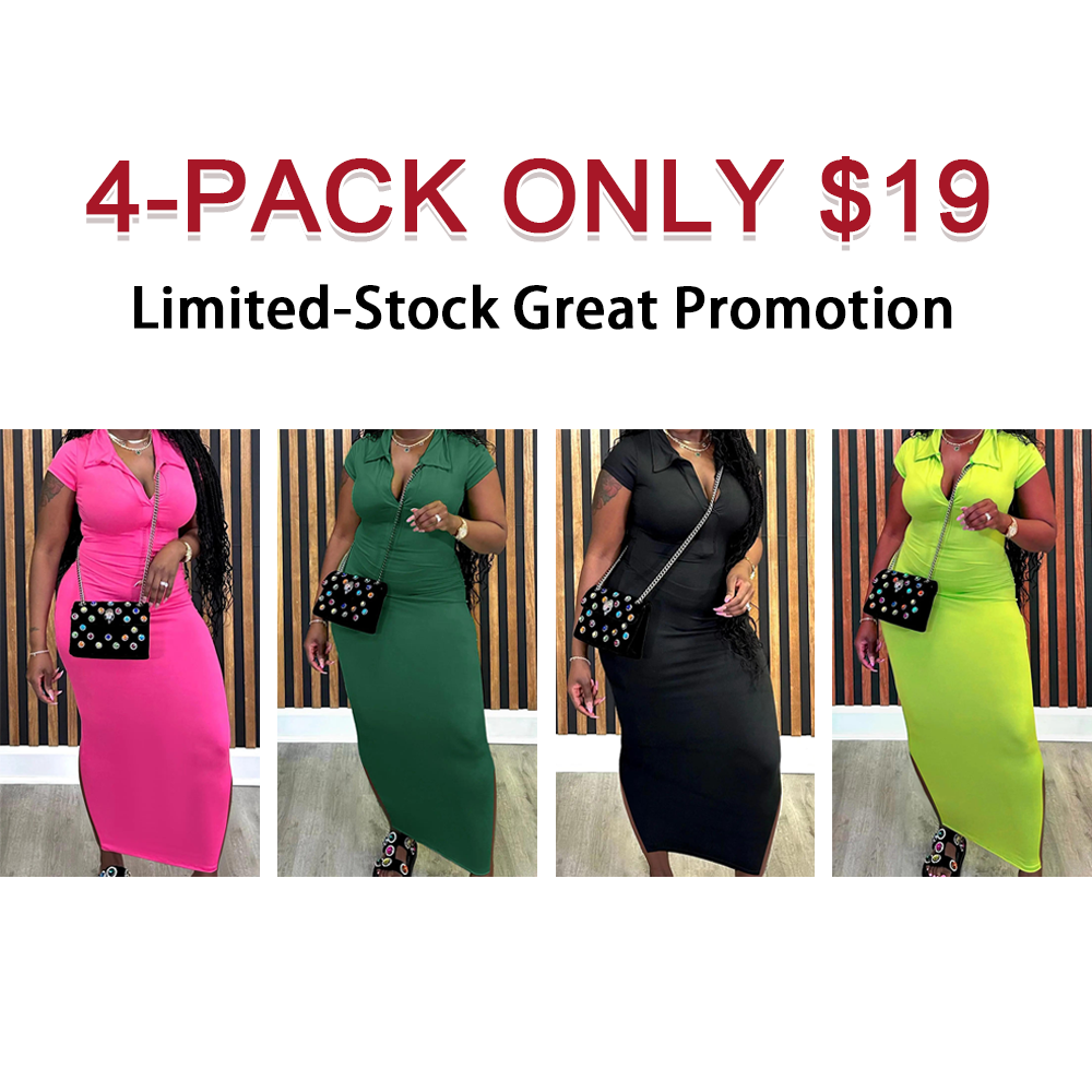 Women's Plain Collar Bodycon Dress, Solid Color Short Sleeve Long Dress, Ladies Clothes for All Seasons