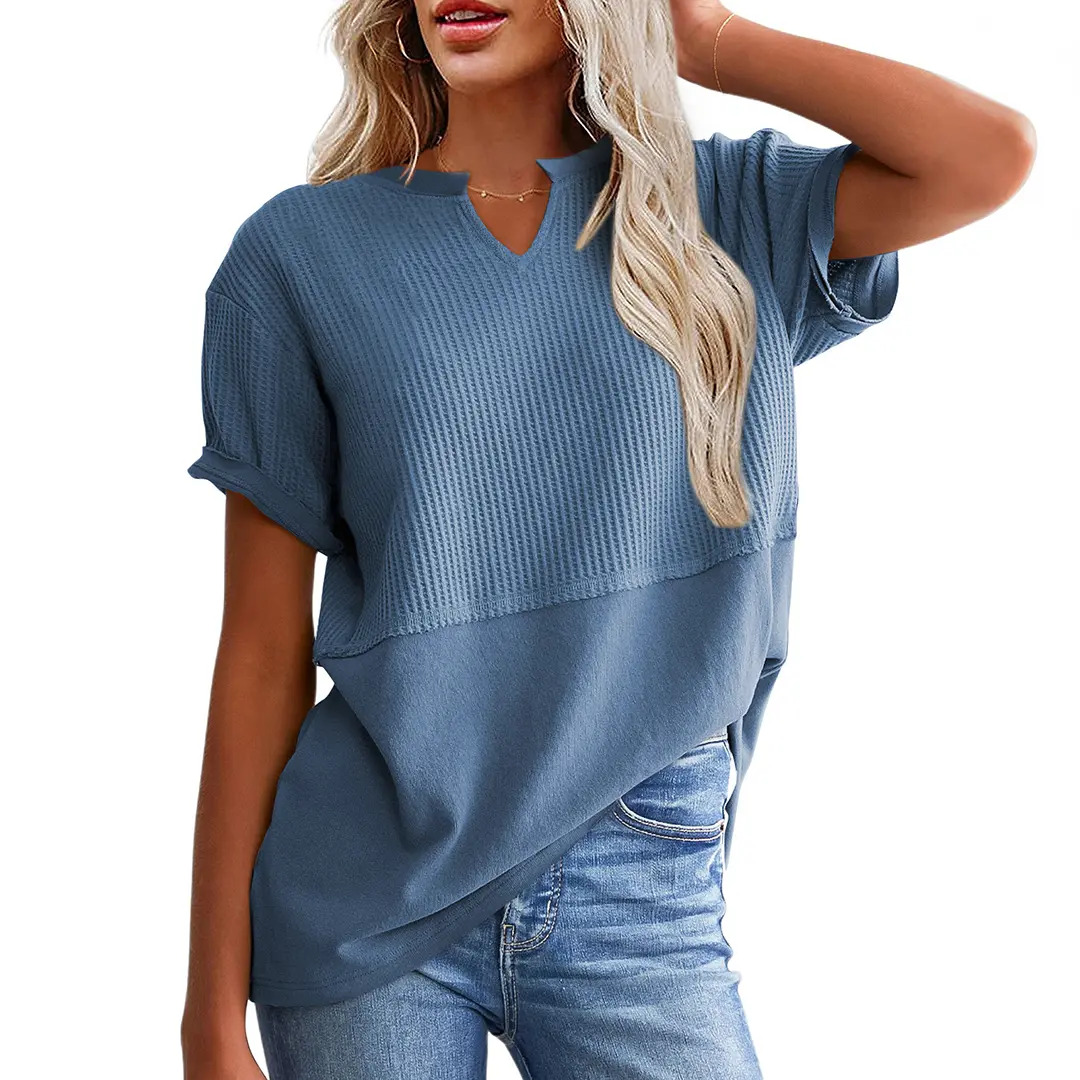 Women's Plus-Size V-Neck Short-Sleeve Knit Top