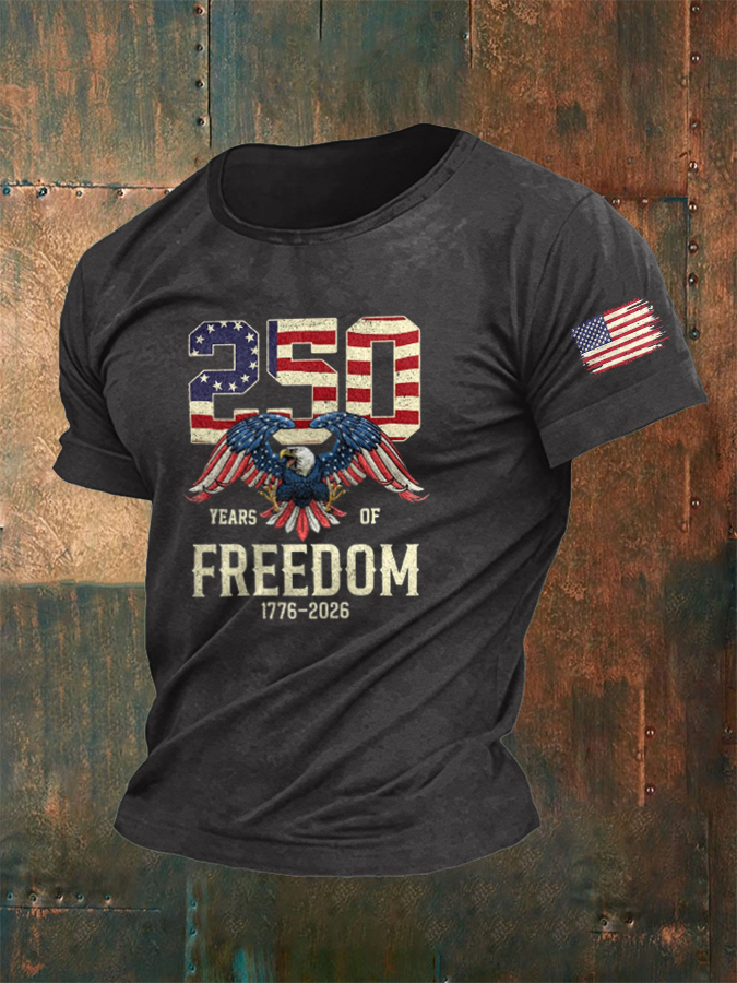 Men'S American Anniversary Flag Printed T-Shirt