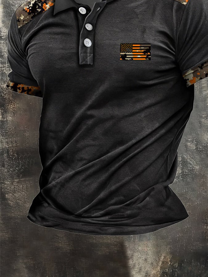 Men's Retro Patriot Camouflage Patchwork T-shirt