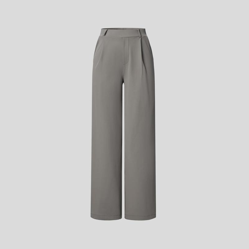 Women High Waisted Pocket Straight Leg Work Pants
