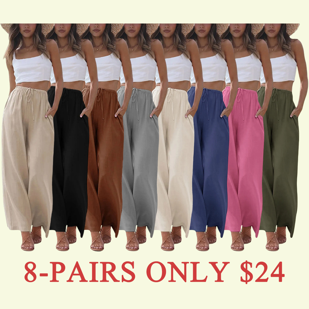 Women's Lightweight Wide Leg Palazzo Pants with Pockets☁️