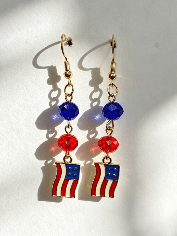 U.S. 250th Anniversary Retro Red, White, And Blue Cross Earrings