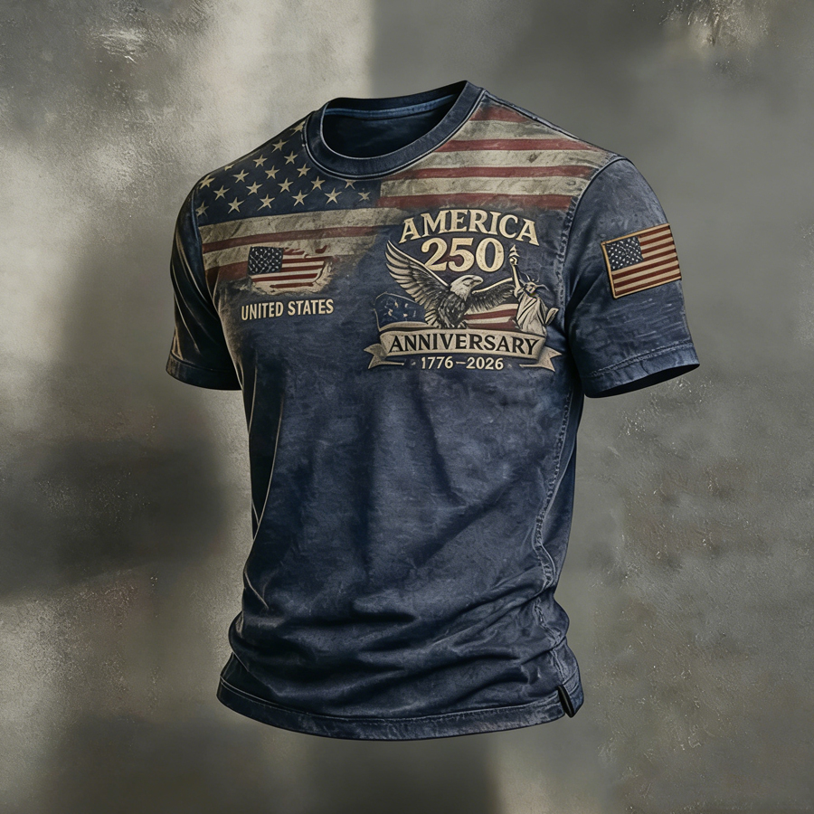 Men'S 250Th Anniversary Independence Day Flag Short Sleeved T-Shirt