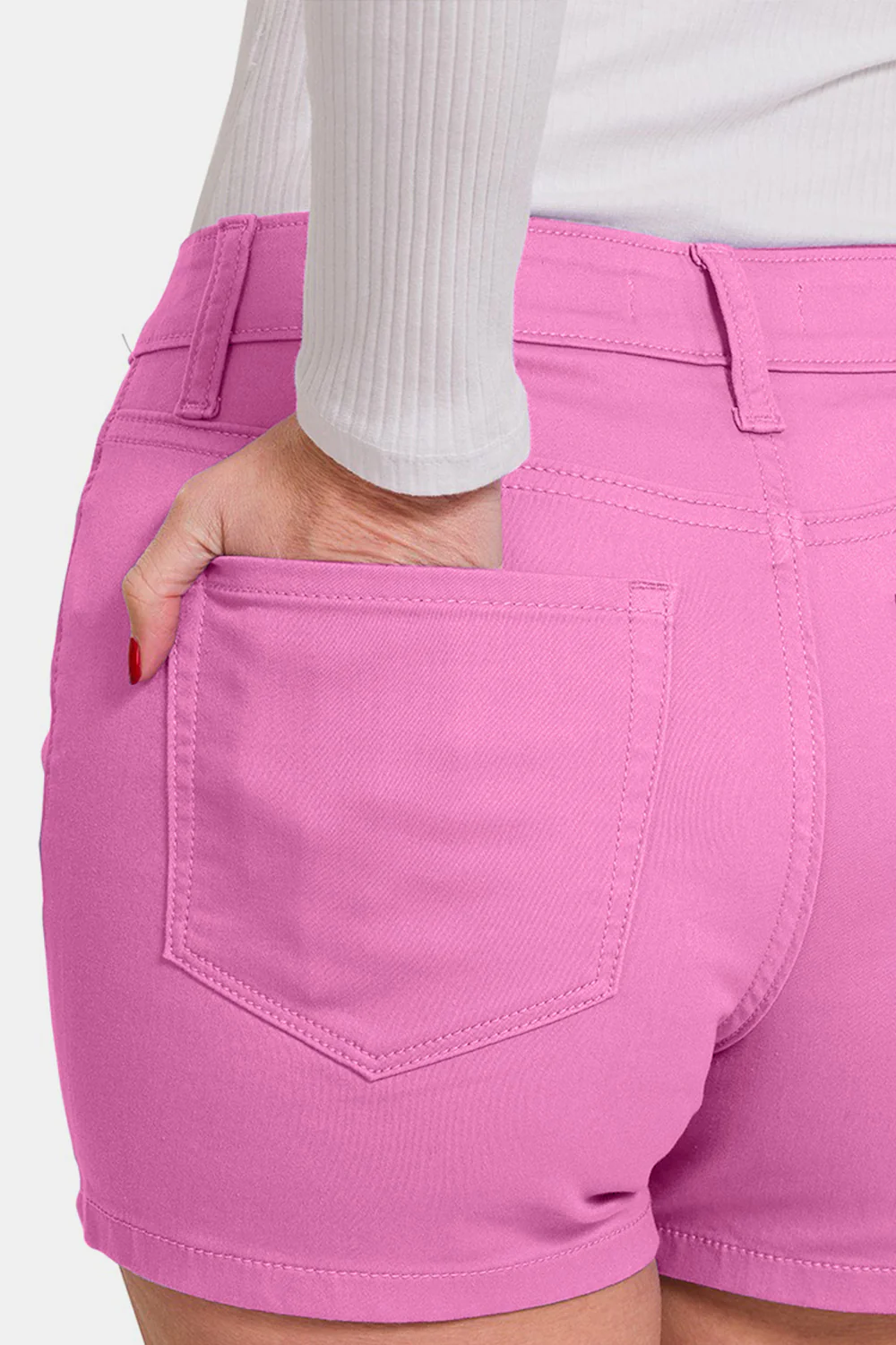 High Waist Denim Shorts in Mauve