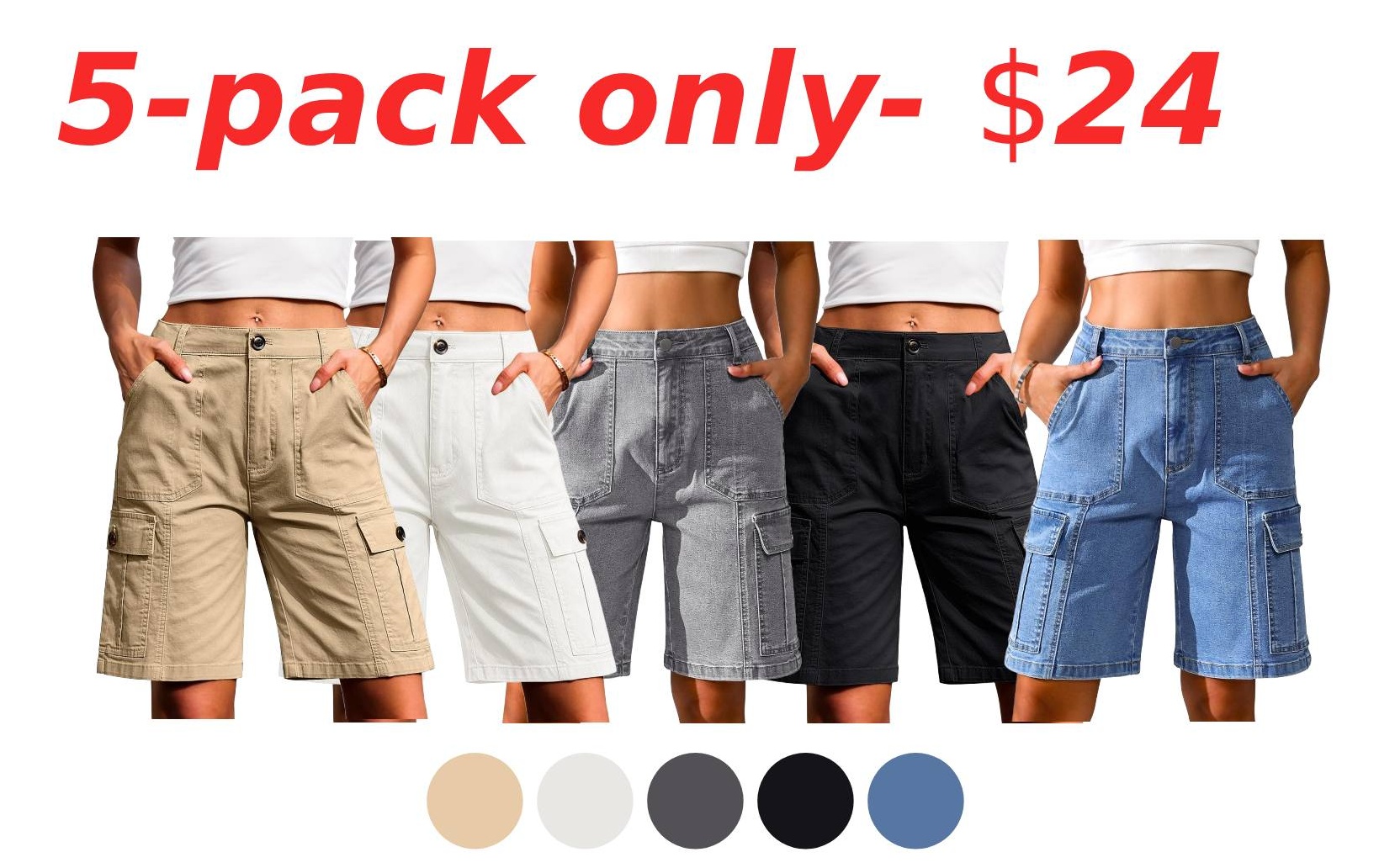 Eddoyee Women's Bermuda Cargo Shorts