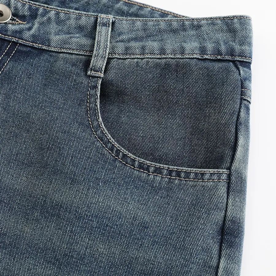 Men’s 3-Piece Vintage Washed Wide-Leg Denim Shorts Set
