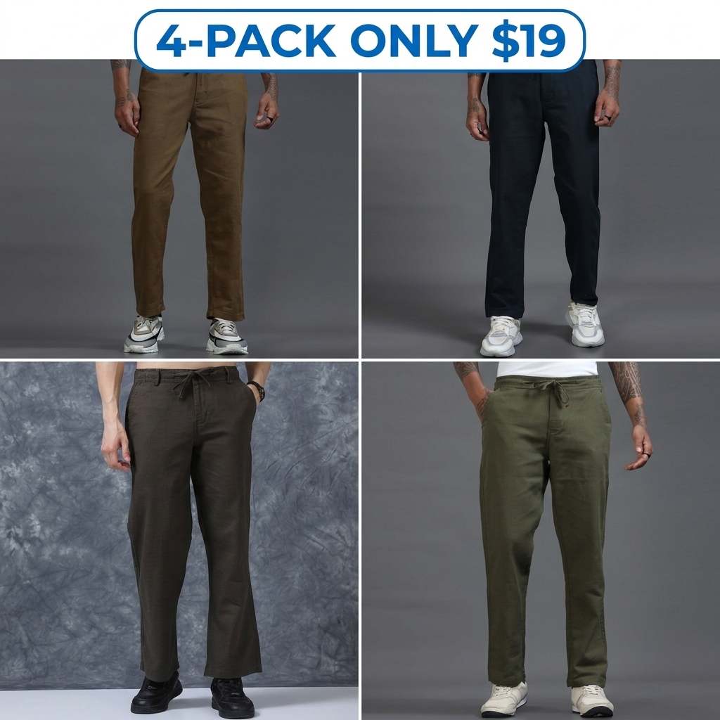 Men's Relaxed Linen Blend Drawstring Pants