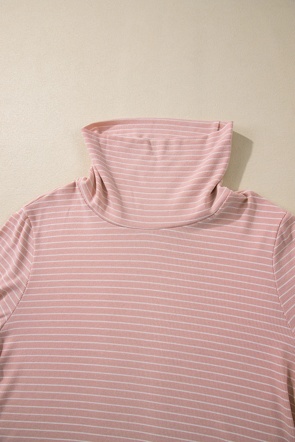 Stripe Cowl Neck Side Slits Loose Fit Long Sleeve Top