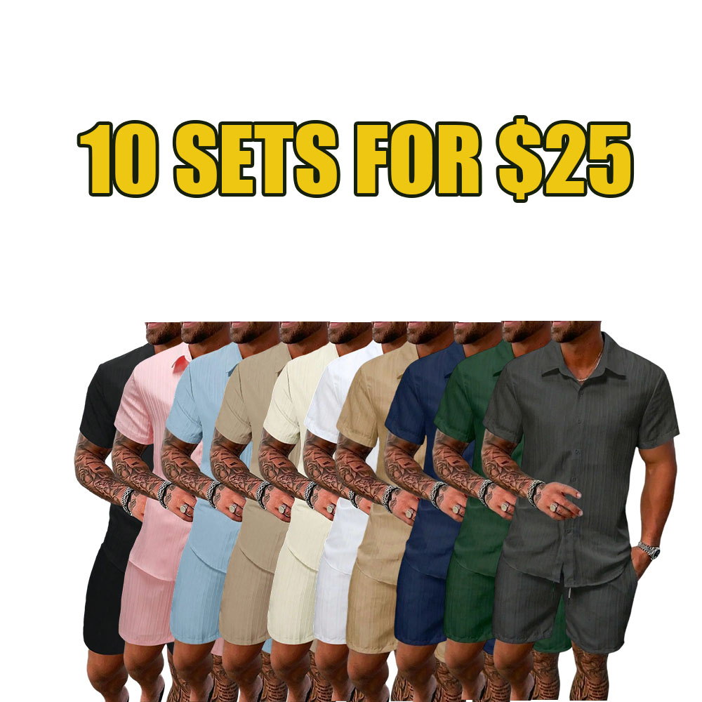 Coastal Breeze Textured Shirt & Shorts Set