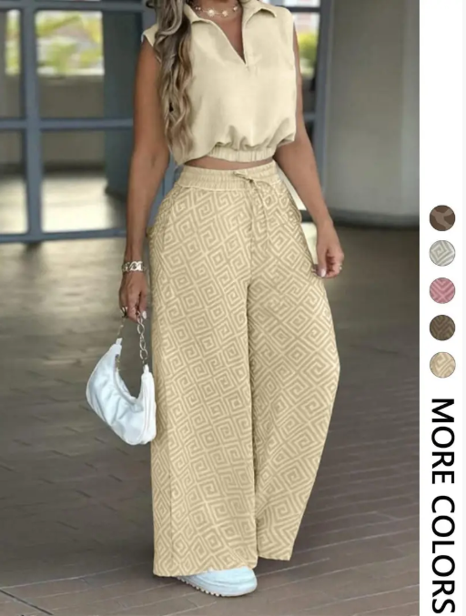 2-Piece Women's Casual Commuter Geometric Set