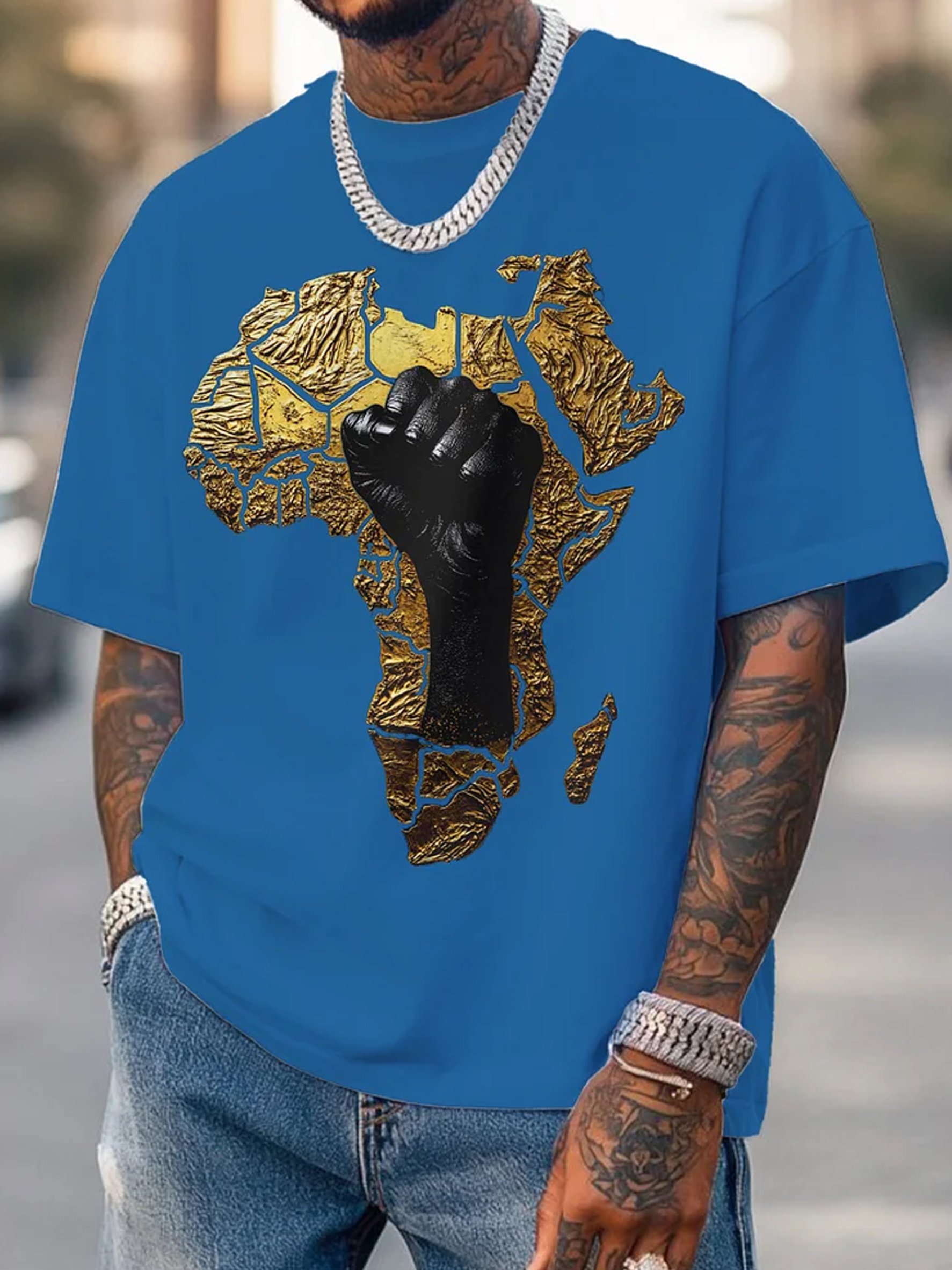 Men's Retro African Culture Print Casual Top