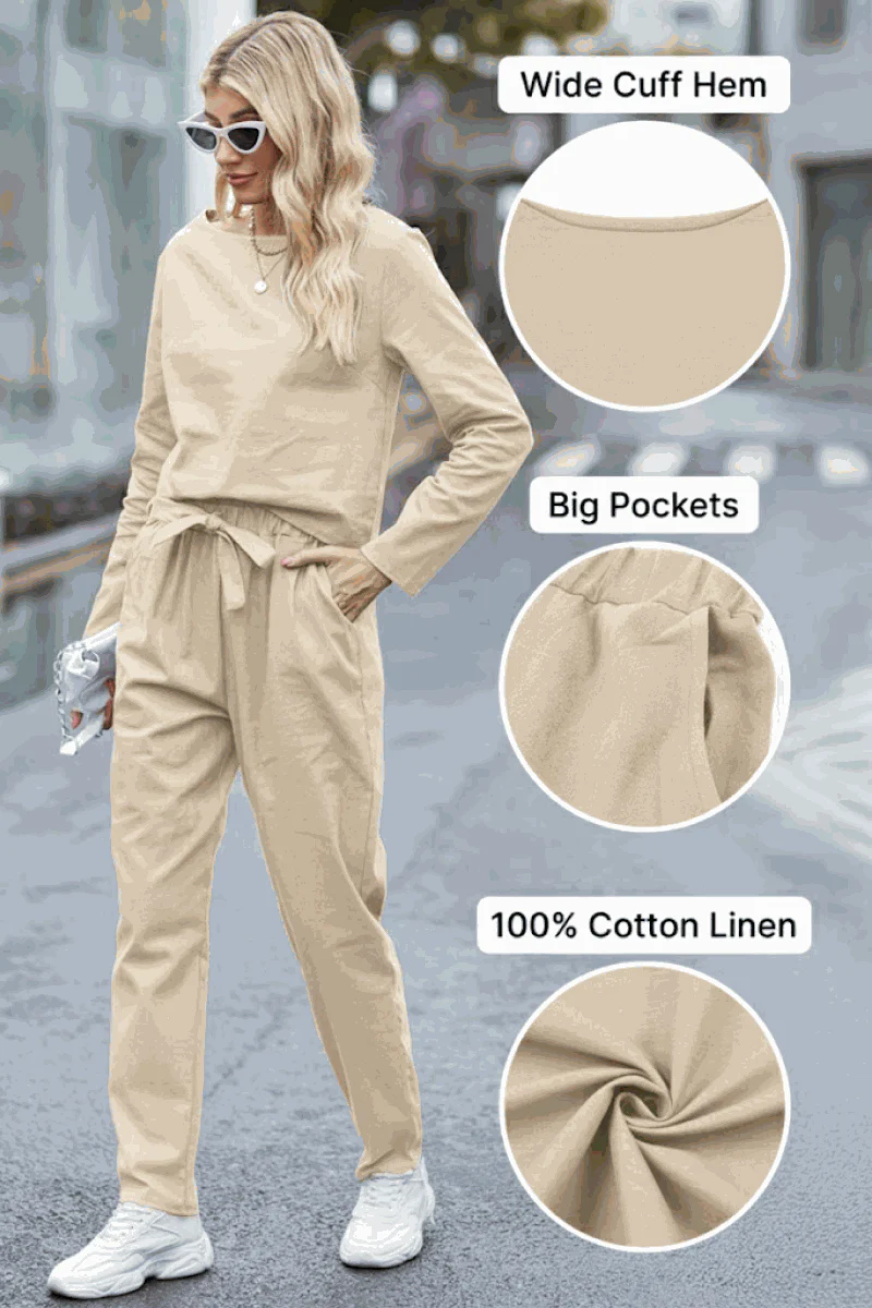 100% Cotton Linen Monochrome 2 Piece Set