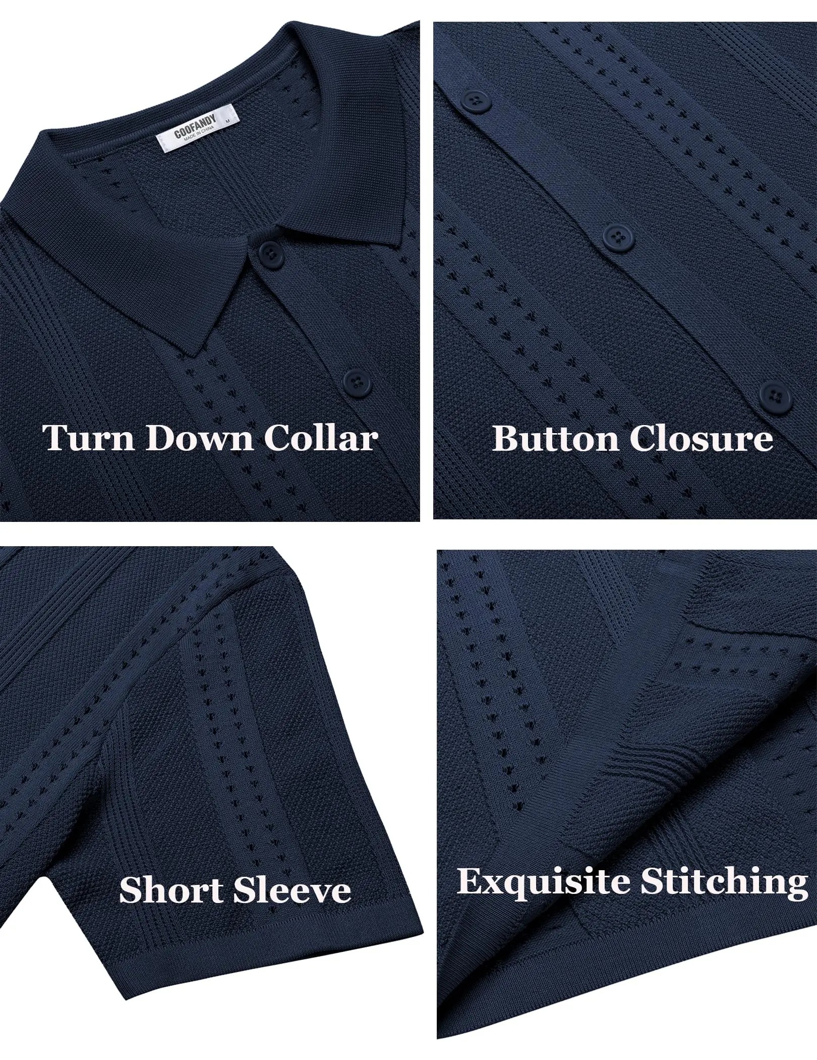 Men's Knit Shirts Short Sleeve Button Down Polo Shirt Fashion Casual Summer Beach Shirts Menswear Top
