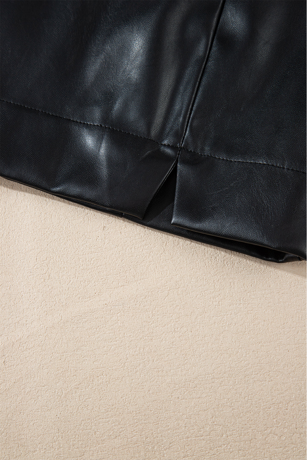Black Pu Leather Side Slits Slim Fit High Waist Mini Skirt