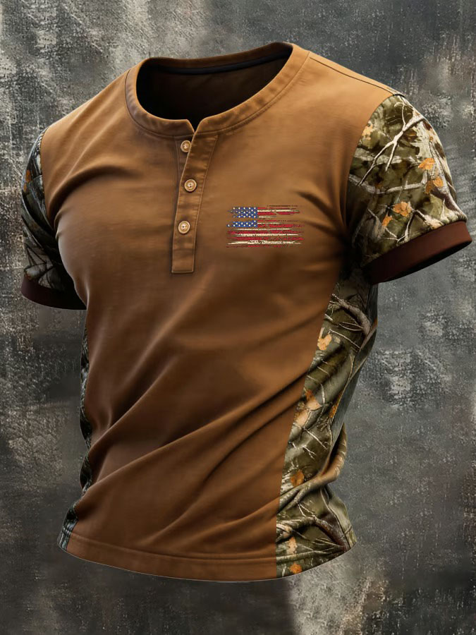 Men's Independence Day Henry collar shirt