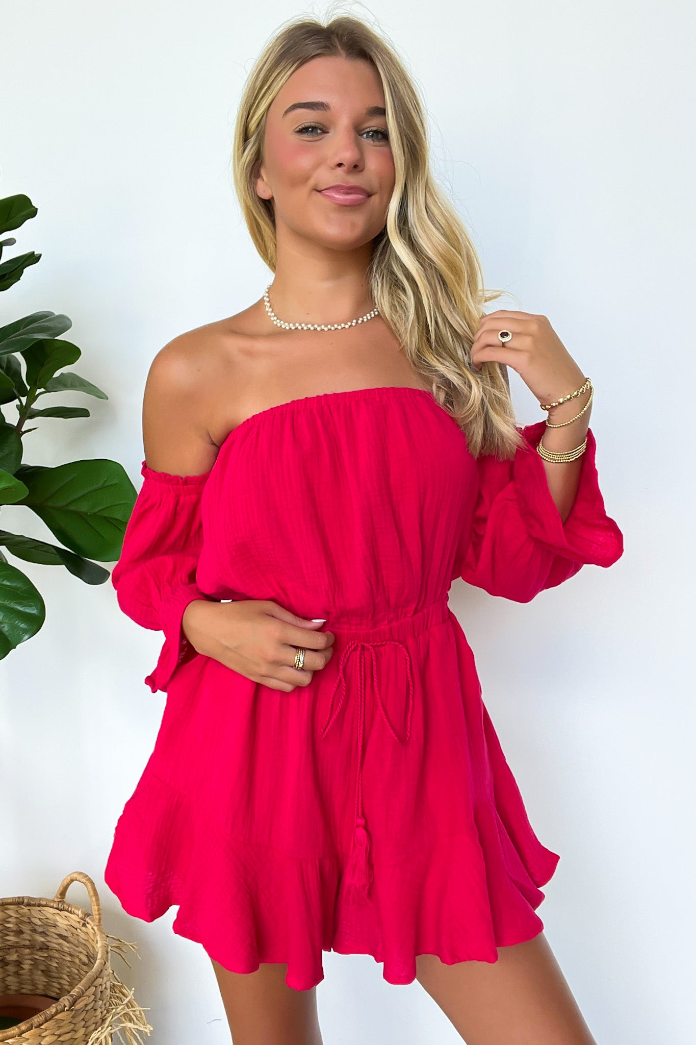 Bubble Sleeve Off Shoulder Romper