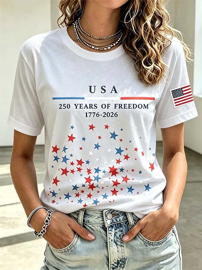 Women'S Casual Independence Day Printed Top