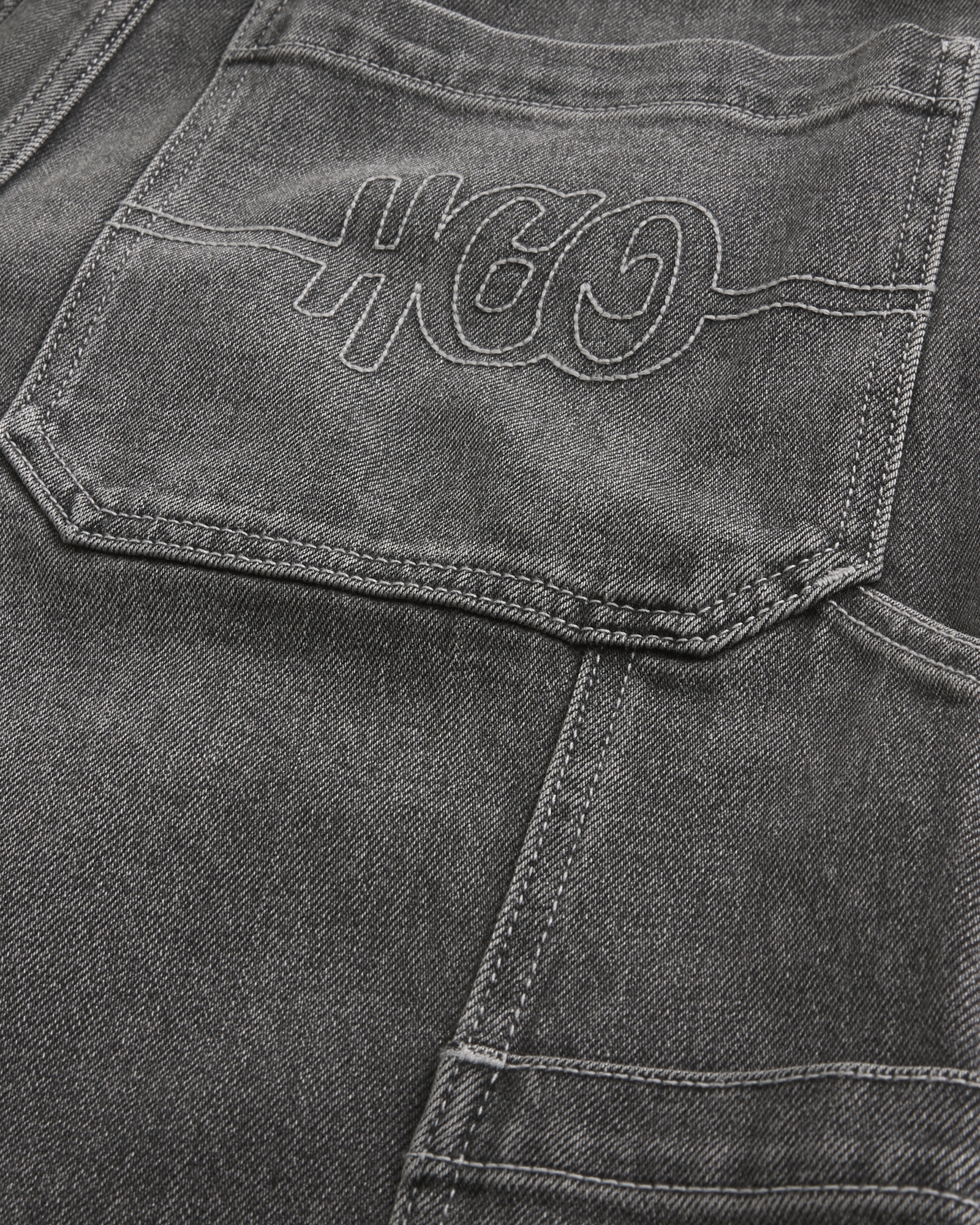 Dark Wash Logo Embroidery Super Baggy Jeans