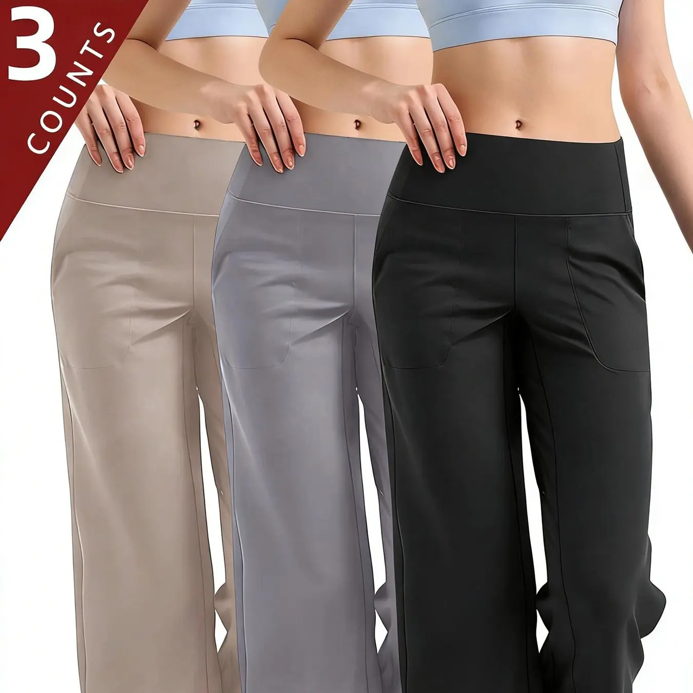 Solid-Color Fleece Yoga Pants — High-Waisted, Straight-Leg Jumpsuit Style