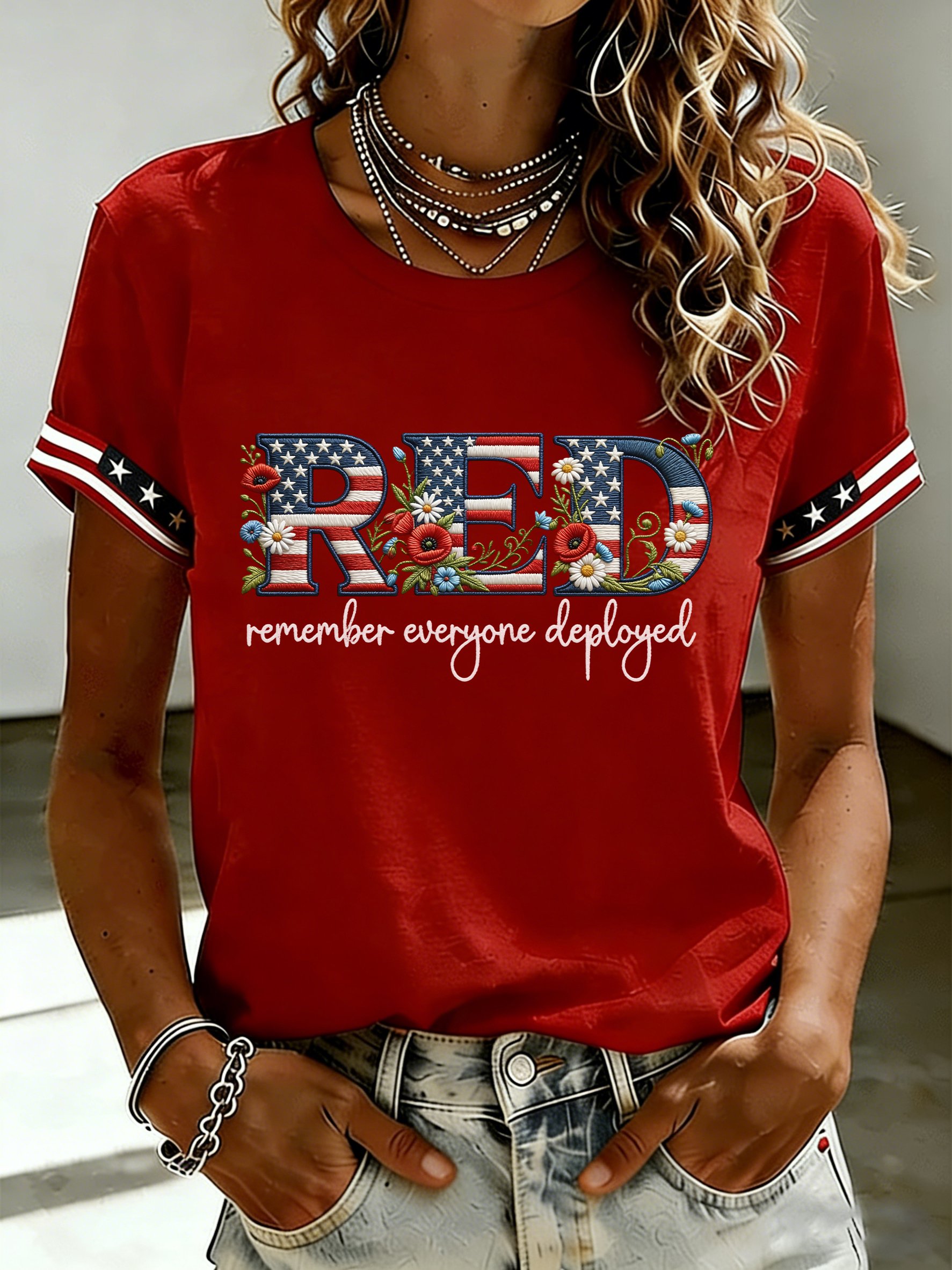 Women's Red Friday Print T-Shirt