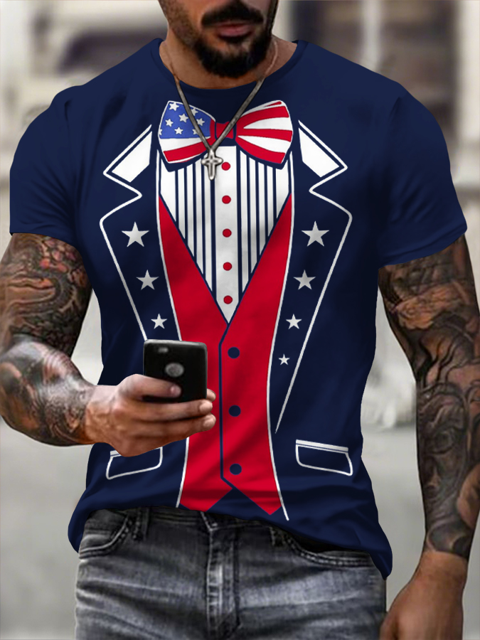 Men'S American Flag Commemorative 250Th Anniversary Classic Tailcoat Celebration Dress Up Short Sleeve T-Shirt