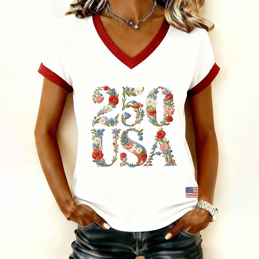 Women's Retro American Anniversary Printed T-shirt