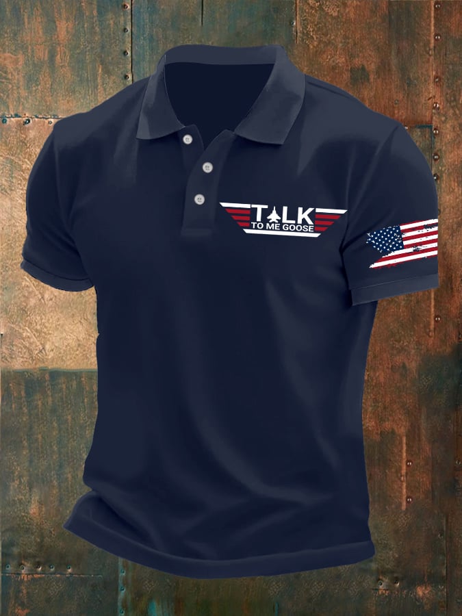 Men's Retro Talk To Me Goose Printed Polo Shirt