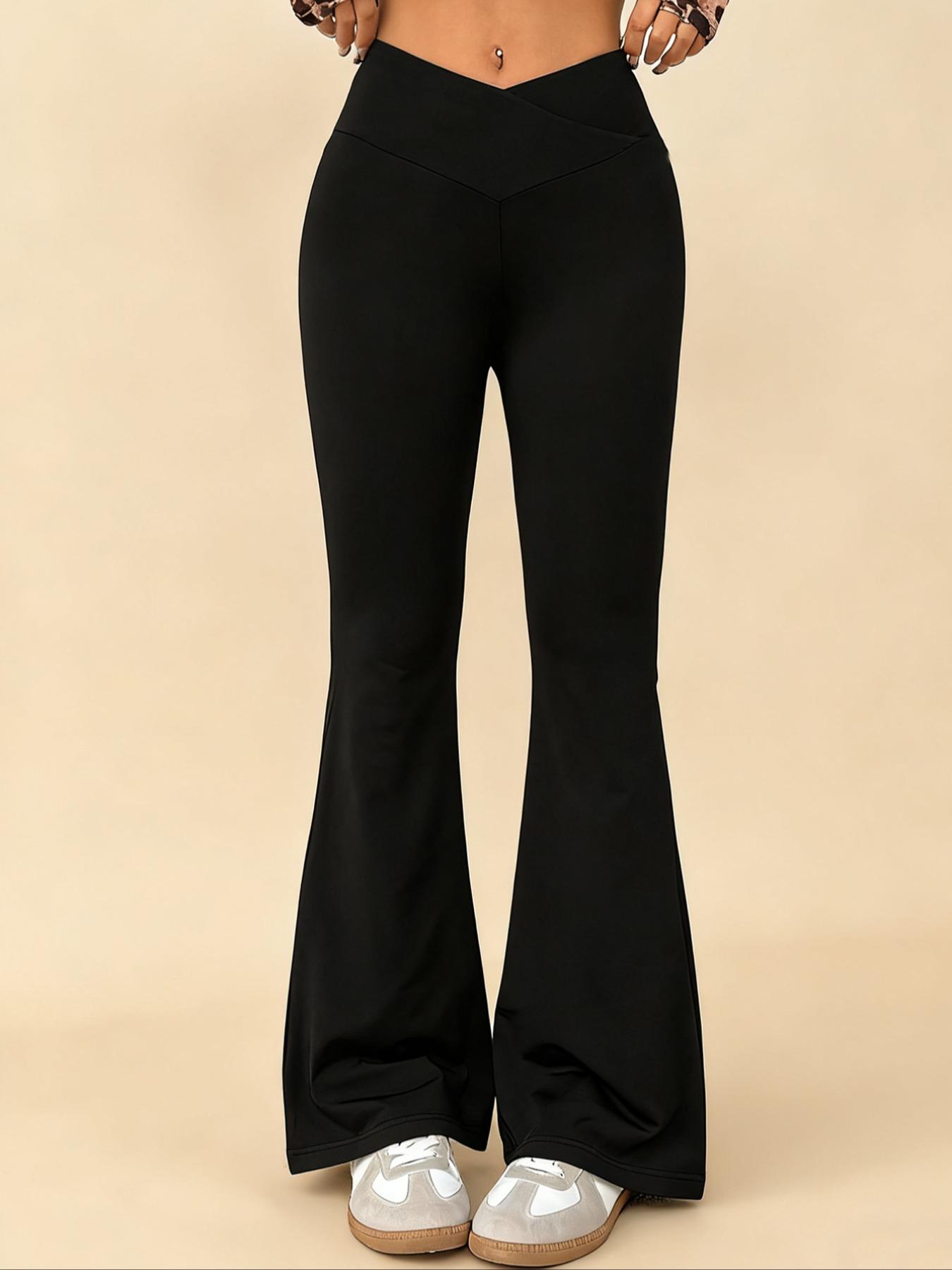 Women's high-waisted, slim-fit, slight-flare trousers