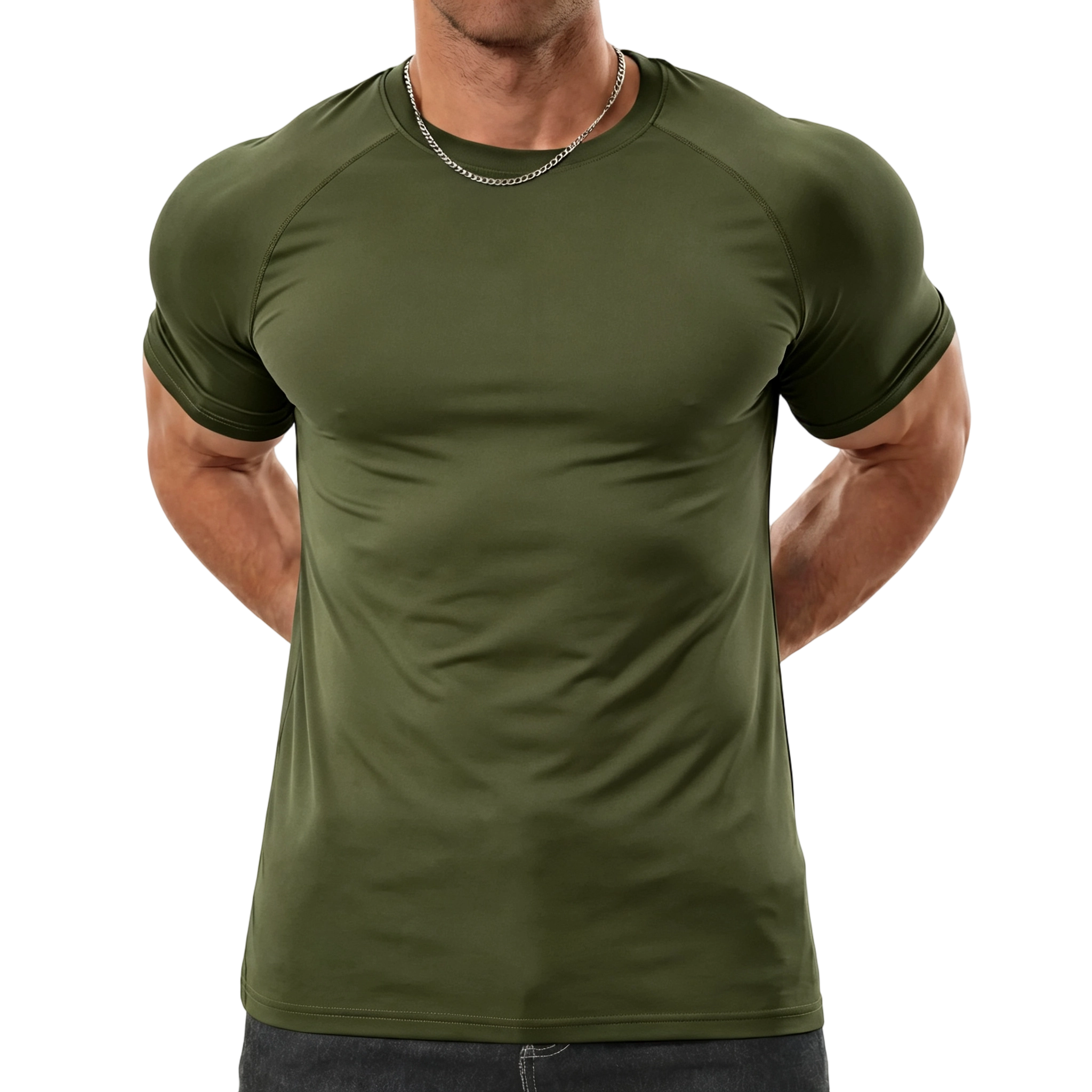 Men's Raglan Sleeve Tee, Athletic Tapered Fit, Arm-Enhancing Sleeves, Menswear Wrinkle-Resistant Stretch Fabric Gym Workout T-Shirt Fitness Running Tops