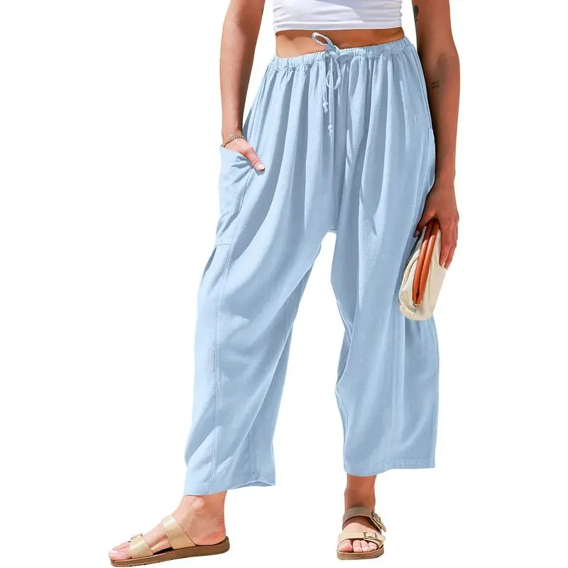 Womens Linen Wide Leg Pants
