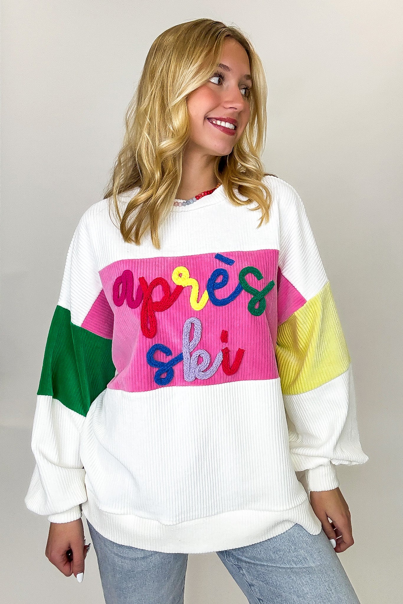 Embroidered Contrast Pullover