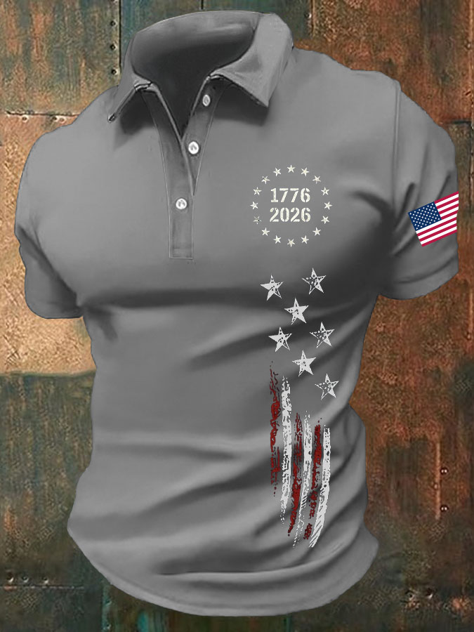 Men's 250th Anniversary Printed Casual Polo Shirt