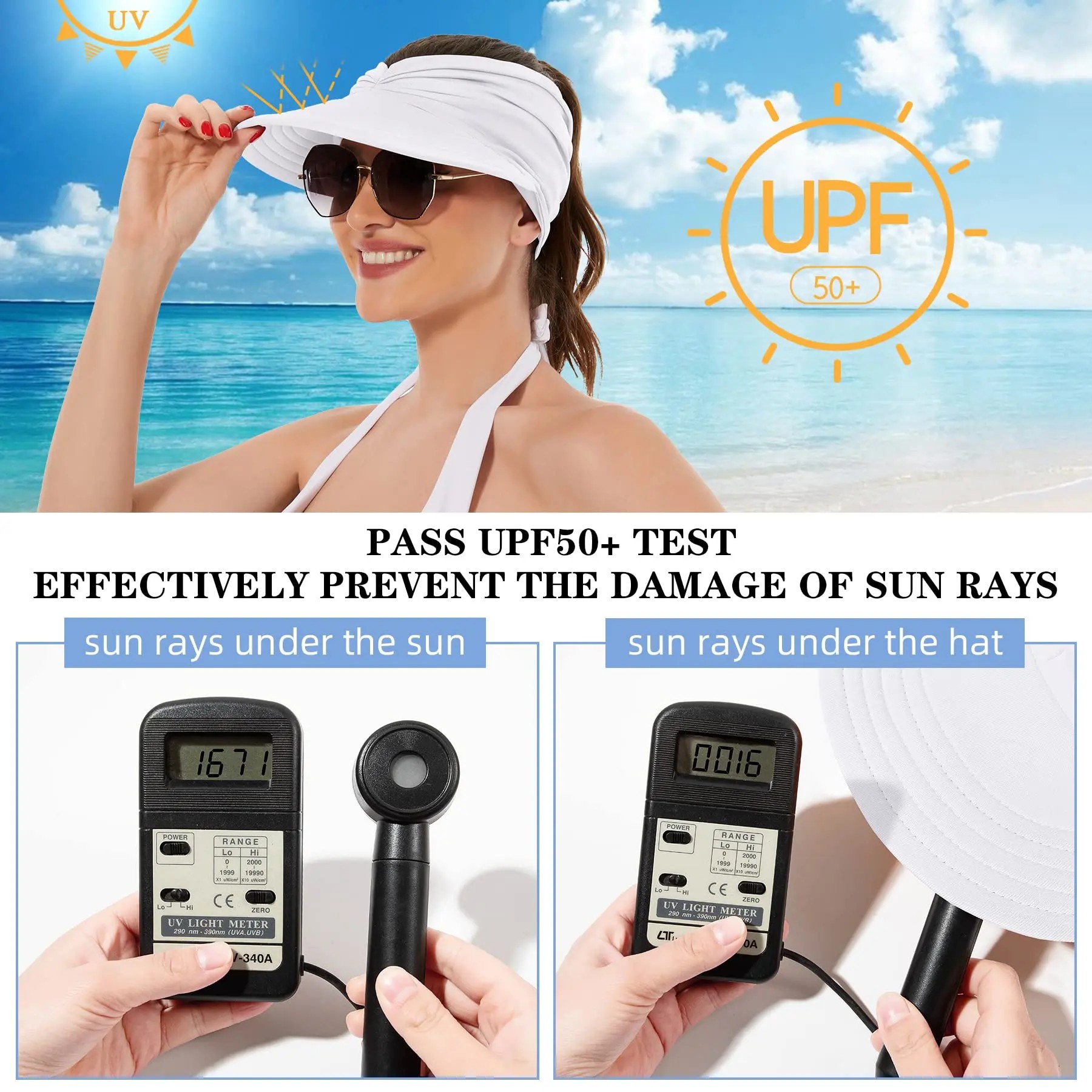 Women's UPF 50+ UV Protection Sun Visor HatI Sun SafeTok That Gir | Aesthetic High PonytailWide Brim Hat | Birthday Gift for Her Beach Golf Hiking Outdoor Daily Casual Wear