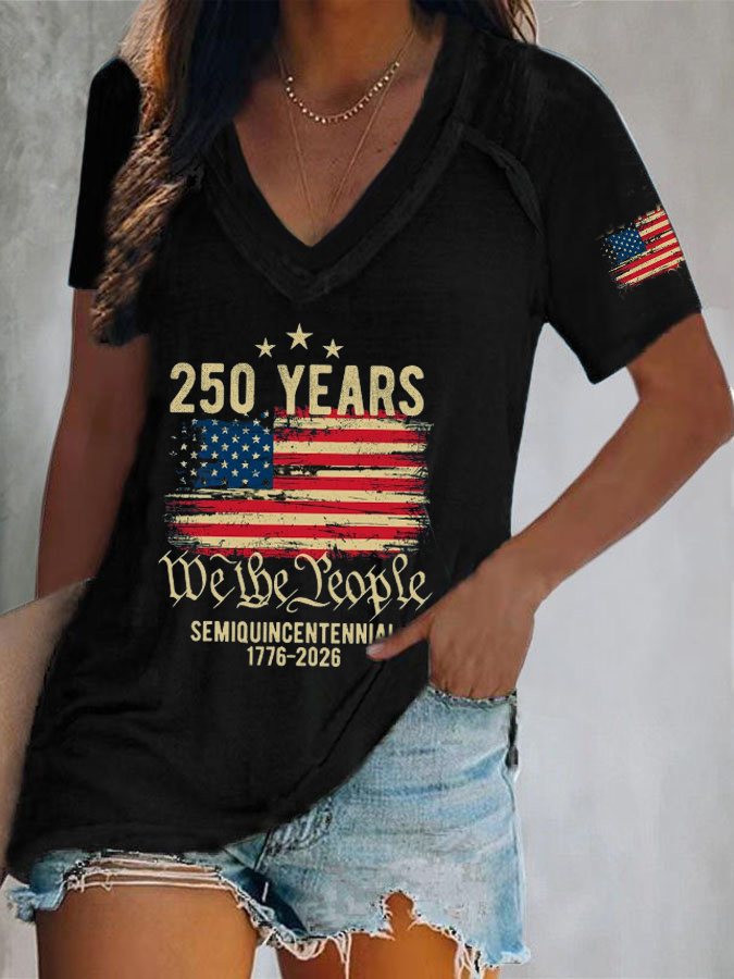 Women'S 250Th Anniversary Printed Casual T-Shirt From The United States
