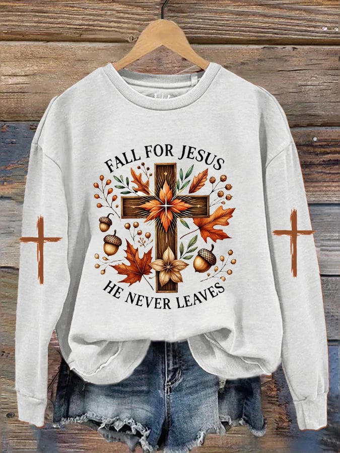 Women's Fall Jesus Print Sweatshirt