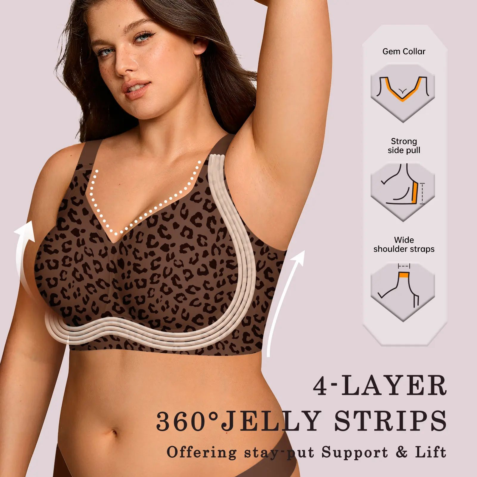 Women Jelly Bras Wirefree Full Coverage No Underwire Everyday Bras Comfortable Wireless Padded Tshirt Bra