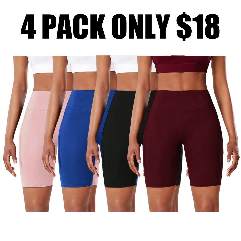 High Waist Yoga Shorts for Women - Soft Breathable Athletic Workout Shorts with Pockets, Tight Fit Gym Wear for Casual Use