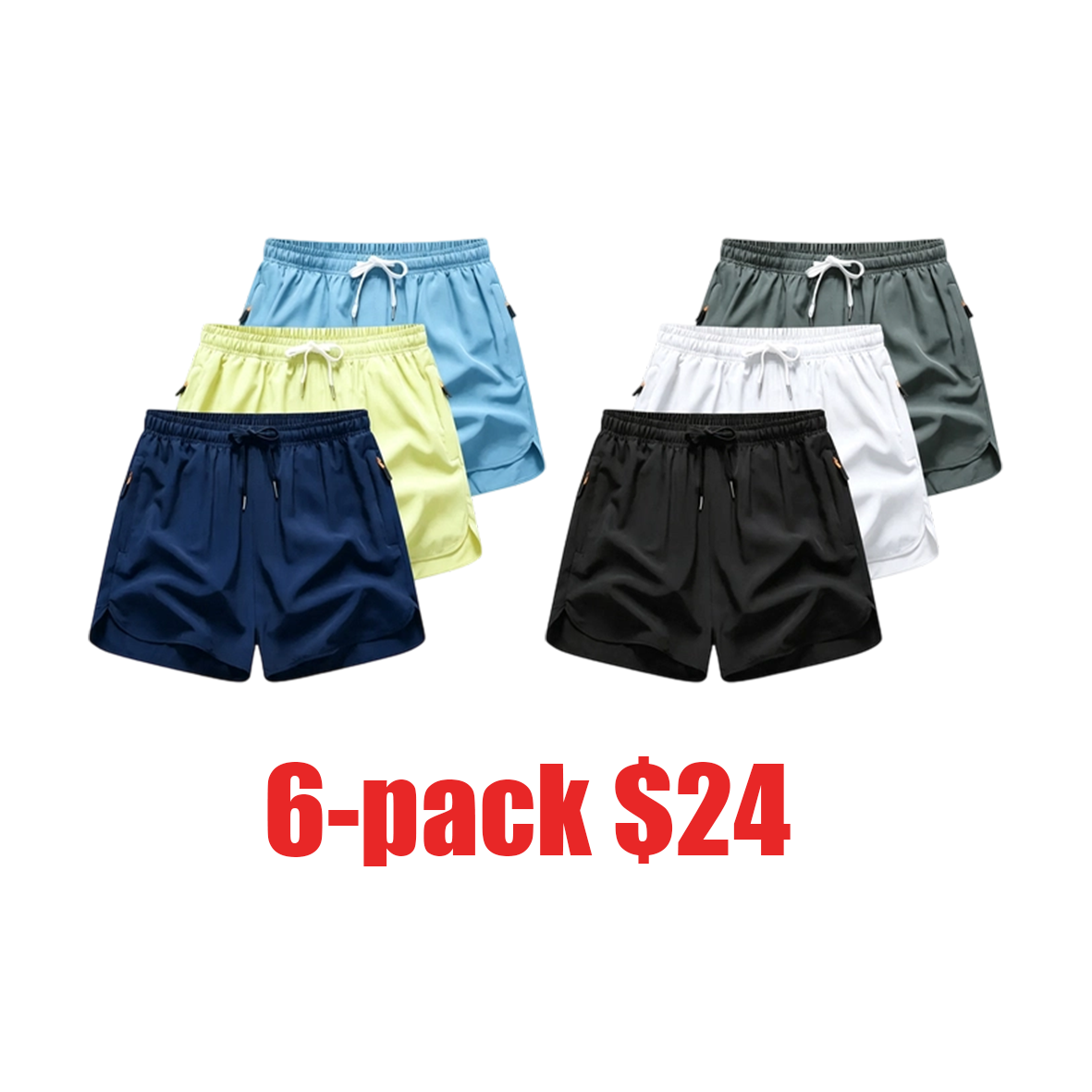 Women's 3-Pack Quick-Dry Athletic Shorts – Elastic Waist with Drawstring & Zippered Pockets for Summer Sports